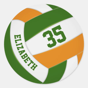 Sticker Rond équipe orange verte couleurs garçons filles volley