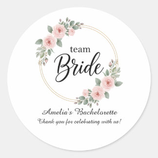 Sticker Rond Équipe personnalisée Bride Fille d'honneur Rose Fl