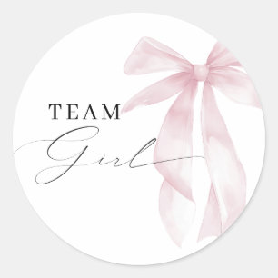 Sticker Rond Équipe Pink Bow Girl Gender Revela