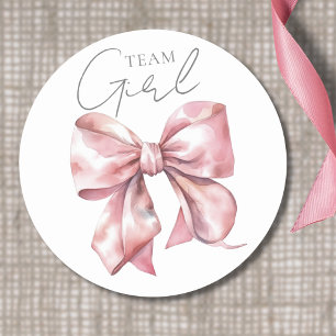Sticker Rond Équipe Pink Bow Girl Gender Revela