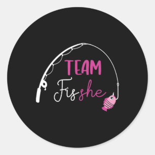Sticker Rond Équipe Poisson Elle Chemise Pêche Sexe Reveillez P