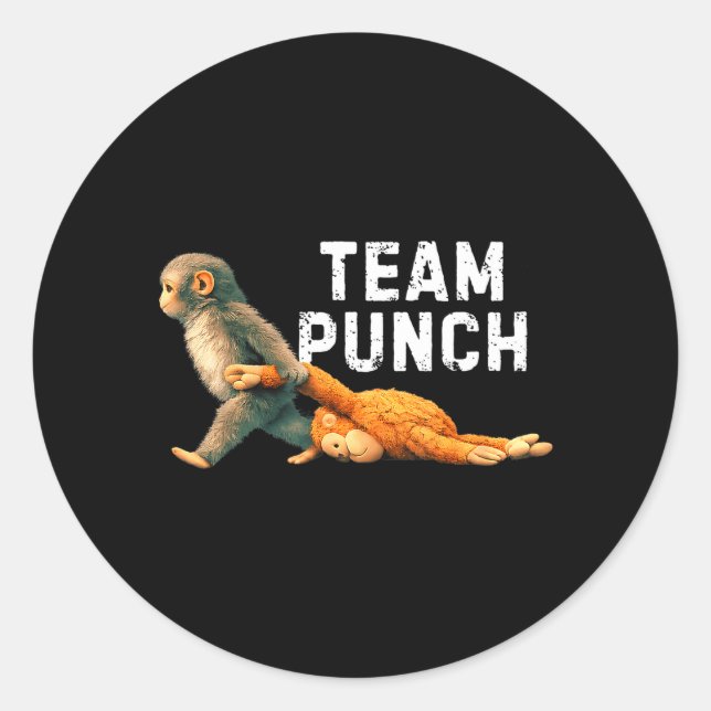 Sticker Rond Équipe Punch Baby Monkey Punch Tendance Mème Graph (Devant)