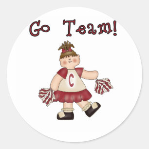 Sticker Rond Équipe Red Pom-pom girl Go