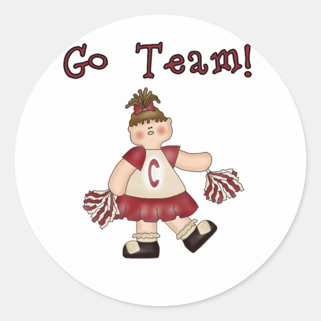 Sticker Rond Équipe Red Pom-pom girl Go (Devant)
