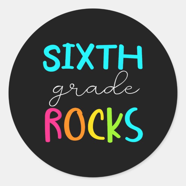 Sticker Rond Équipe Rocks de 6e année Enseignant de 6e année (Devant)