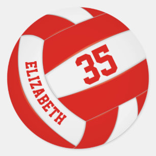 Sticker Rond équipe rouge blanc couleurs filles garçons volley-