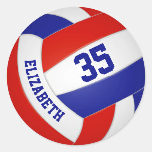 Sticker Rond équipe rouge blanche couleur bleue filles volley-b