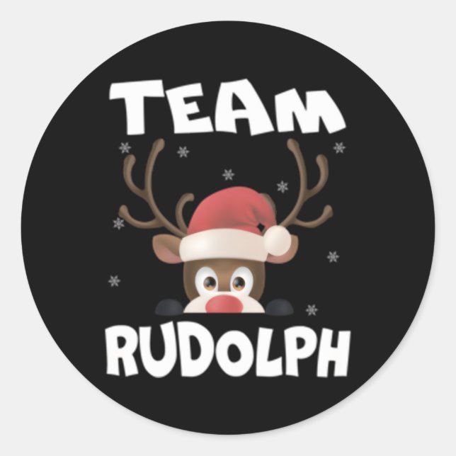 Sticker Rond Équipe Rudolph Reindeer Deer (Devant)