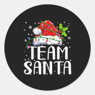 Sticker Rond Équipe Santa chapeau rouge à carreaux de Noël lumi