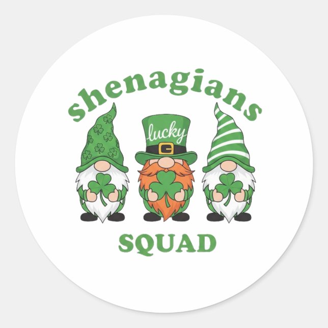 Sticker Rond Équipe Shenanigans Gnomes Saint-Patrick Rond (Devant)