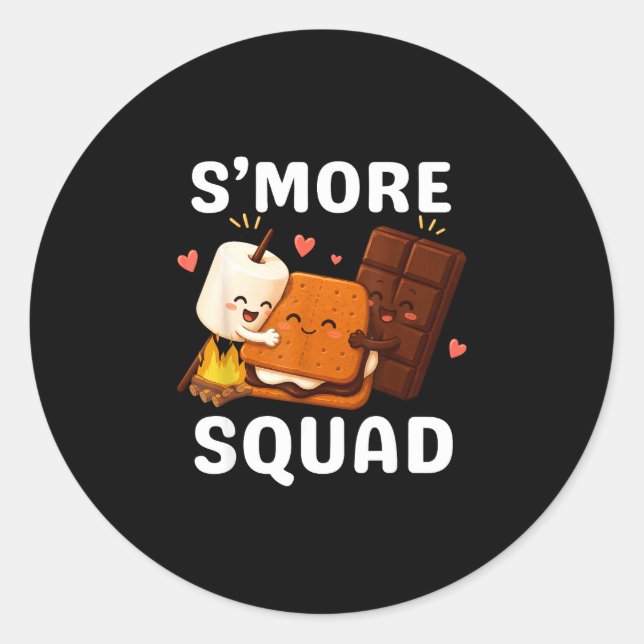 Sticker Rond Équipe S'more camping adorables smores équipage de (Devant)