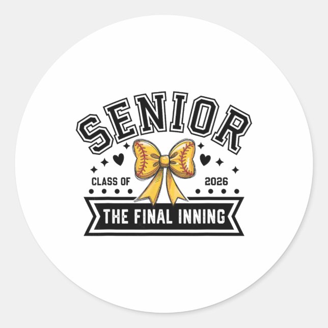 Sticker Rond Équipe softball senior de 2026 soirée softball sen (Devant)