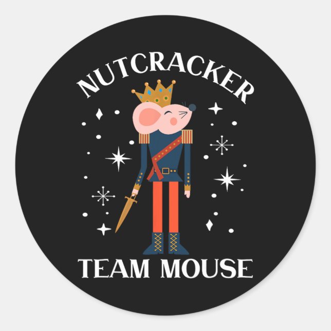 Sticker Rond Équipe Souris Casse-Noisette Danse de Noël Amuseme (Devant)