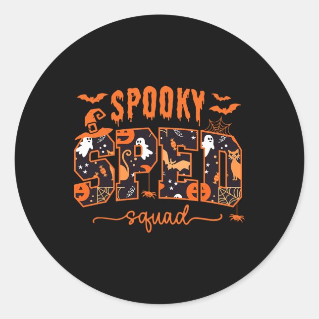 Sticker Rond Équipe spéciale Enseignant Halloween (Devant)