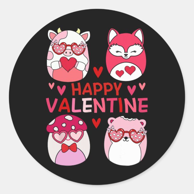 Sticker Rond Équipe Squish Cadeaux de Saint-Valentin pour enfan (Devant)