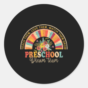 Sticker Rond Équipe super De Rêve préscolaire Retour À L'École