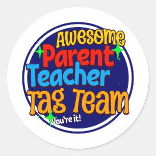 Sticker Rond ÉQUIPE TAG parent enseignant scolaire