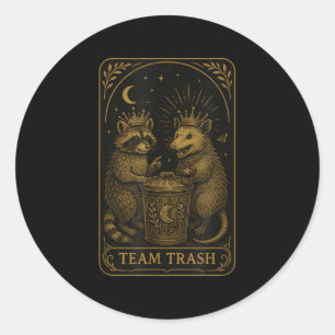 Sticker Rond Équipe Traarot Carte Racoon Opossum Amoureux Drôle