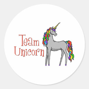 Sticker Rond Équipe Unicorn Rainbow