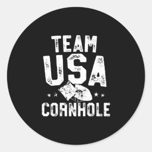 Sticker Rond Équipe USA champion de cornhole sac de haricot jet