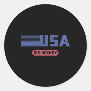 Sticker Rond Équipe USA Sports Rétro Équipe Américaine de Hocke
