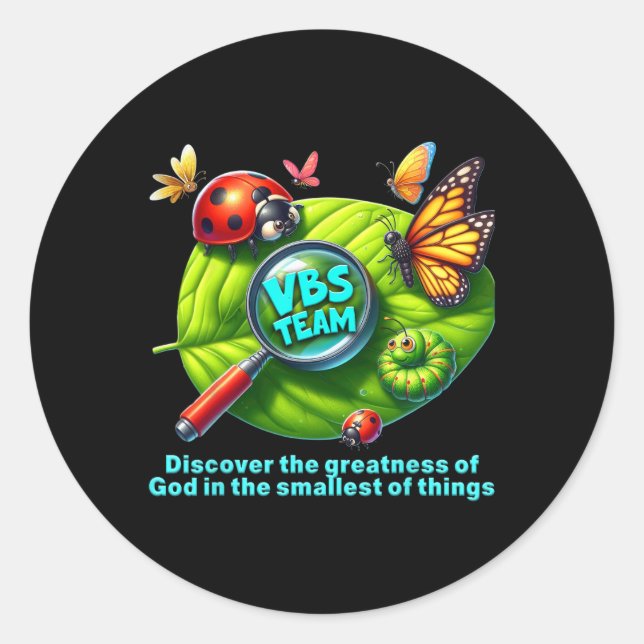 Sticker Rond Équipe Vbs 2025 Aventure des insectes les plus pet (Devant)