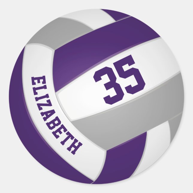 Sticker Rond équipe violet gris couleurs garçons filles volley- (Devant)