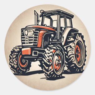 Sticker Rond Équipement agricole Red Tractor Anniversaire