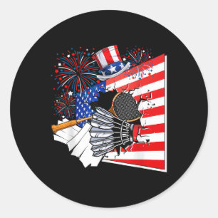 Sticker Rond Équipement de badminton Costume Drapeau américain