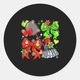 Sticker Rond Équipement de badminton Noël Joueur Équipe Coloré