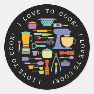 Sticker Rond Équipement de cuisine, Gadgets & Ustensiles Motif
