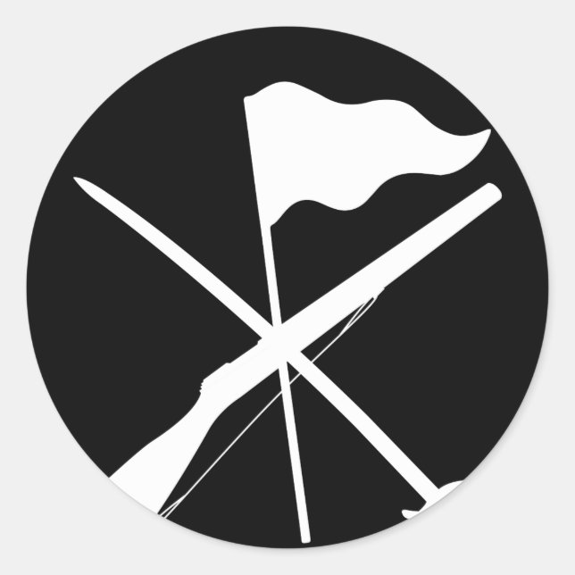 Sticker Rond Équipement de garde couleur Fusil Sabre drapeau (Devant)