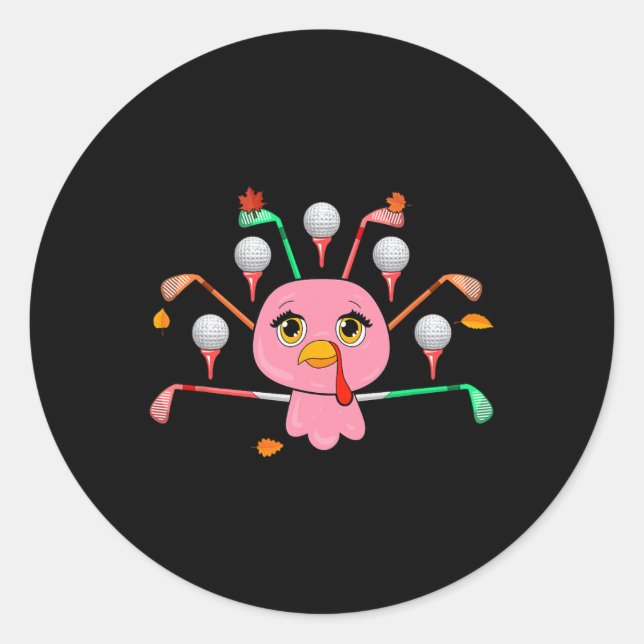 Sticker Rond Équipement De Golf Comme Thanksgiving Turquie Cost (Devant)