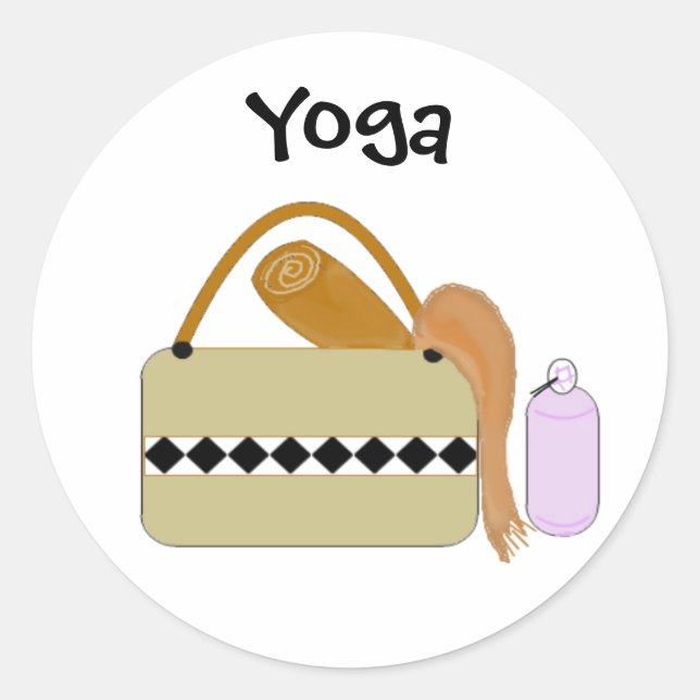 Sticker Rond Équipement de yoga mignon (Devant)
