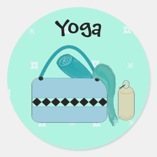Sticker Rond Équipement de yoga mignon (Devant)