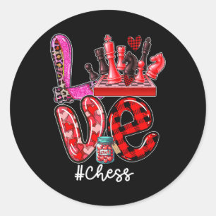 Sticker Rond Équipement d'échecs d'amour Joueur Équipe Saint-Va