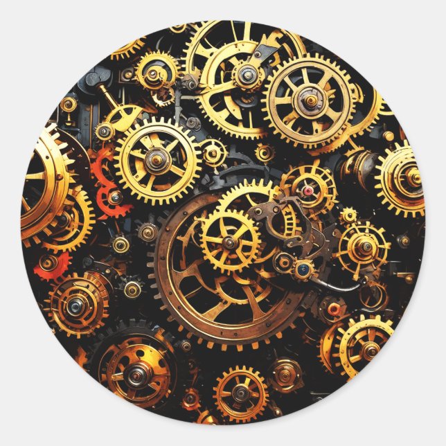 Sticker Rond Équipements de réchaud Steampunk 1004 (Devant)