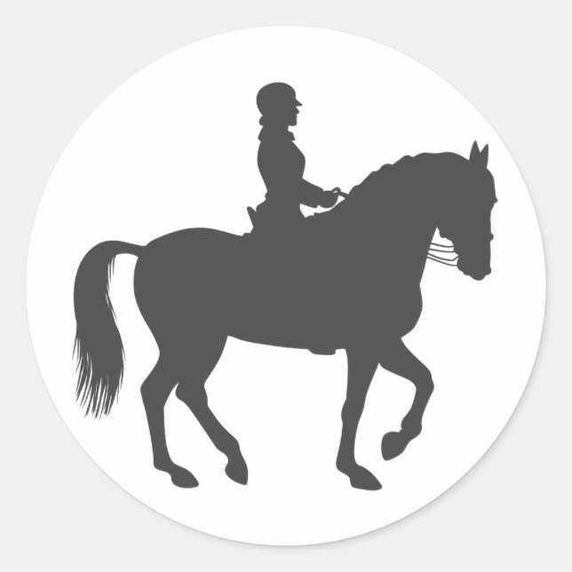Sticker Rond équitation féminine cheval - Choisir la couleur ar (Devant)
