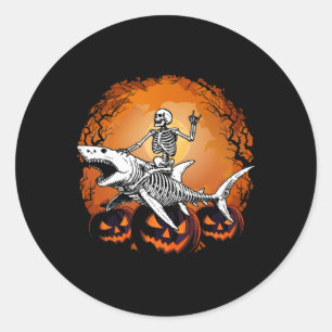 Sticker Rond équitation Shark Lazy Halloween Costume drôle Anim