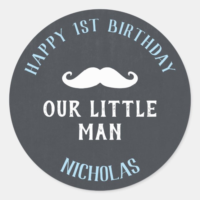 Sticker Rond Ęr cadeau d'anniversaire de petite moustache (Devant)