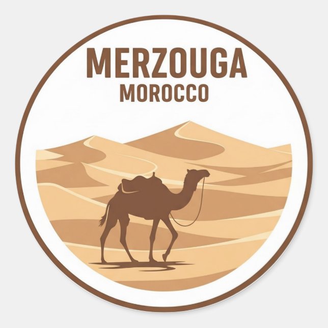 Sticker Rond Erg Chebbi Merzouga Maroc Voyage (Devant)