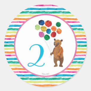 Sticker Rond Eric Carle   Anniversaire de Beary Rainbow