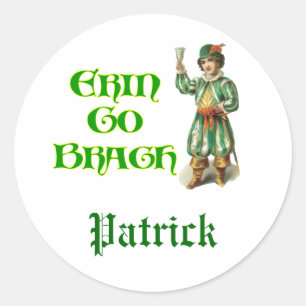 Sticker Rond Erin Go Braugh Vintage Art Irish Dit