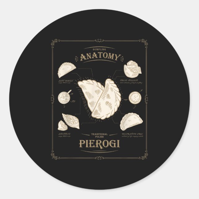 Sticker Rond Erogi Dumpling Anatomy Unique Lish Recipe Tee, Per (Devant)