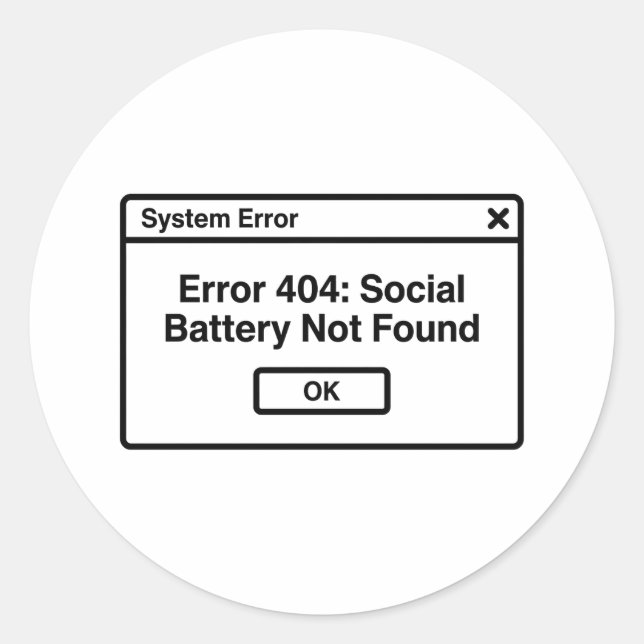 Sticker Rond Erreur 404 : Motivation (Devant)