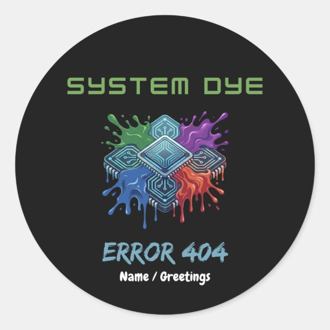 Sticker Rond Erreur de teinture du système 404 Anomalie techniq (Devant)