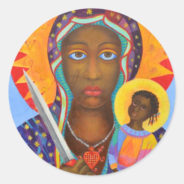 Sticker Rond Erzulie Dantor Black Madonna Voodoo Nouvelle-Orléa (Devant)
