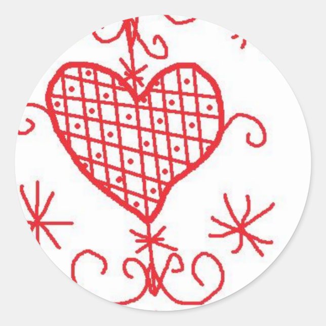 Sticker Rond Erzulie Red Heart Veve Voodoo Hoodoo Love Sigil (Devant)