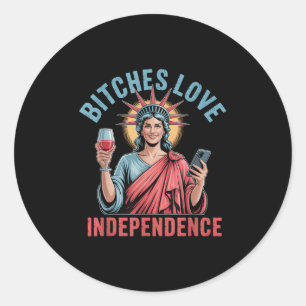 Sticker Rond Es Love Independence _ Drôle 4 Juillet Pour Femmes