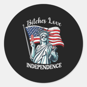 Sticker Rond Es Love Independence Drôle 4 juillet Retro